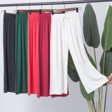 夏季廣場舞服褲子女莫代爾九分現代舞蹈跳舞褲高腰直筒闊腿舞蹈褲