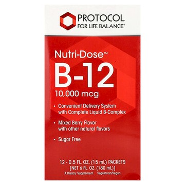 Protocol for Life Balance, Nutri-Dose™ B-12，什錦漿果味，12 包，每包 0.5 液量盎司（15 毫升）