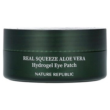 Nature Republic, Real Squeeze，庫拉索蘆薈水凝膠眼罩，60 片，2.46 盎司（70 克）