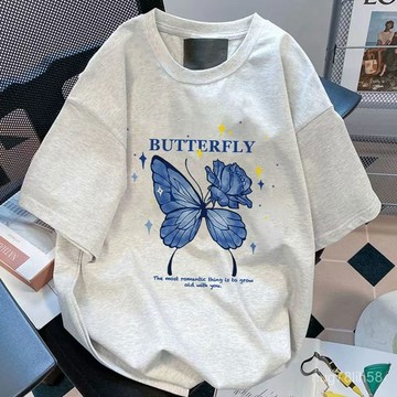 【台灣现貨】100%純棉 短袖T恤女 美式上衣 卡通印花 T恤 短袖上衣 夏季上衣 情侶衣服 大尺碼上衣 女生上衣 潮T
