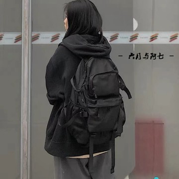 日系暗黑機能雙肩包男大容量ins潮流工裝背包書包女學生電腦包潮 休閒雙肩包 商務包包 功能背包 潮流後背包 韓版背包