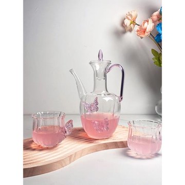 高硼硅新中式仿宋執壺蝴蝶壺杯套組茶杯高腳杯小眾耐高溫煮茶壺