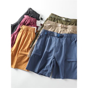 機能防潑水！輕量化透氣尼龍！戶外卡扣腰帶運動工裝情侶五分短褲
