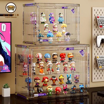 【爆款熱銷】亞克力手辦收納柜 多層透明展示盒 防塵模型玩具陳列柜 盲盒收納展示架 亞克力透明泡泡瑪特大容量樂階梯式 高手辦展示盒子免運 工廠直銷 開立發票j227