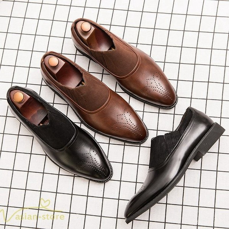 革靴 メンズ メダリオン 紐なし 紳士靴 メンズシューズ 紳士 ローファー スリッポン カジュアルビジネス フォーマル アウトドア オフィス お出かけ おしゃれ 通販 Lineポイント最大get Lineショッピング