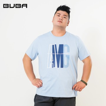 【BUBA大尺碼】大尺碼淺藍AMG大字母純棉短袖T恤2L~7L 11740-53，11741-53