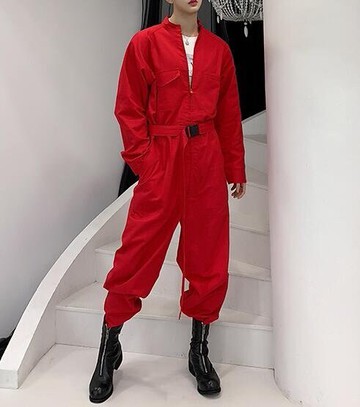 FINDSENSE品牌20109 新款 春季  韓國 暗黑國 純色 字母 印花 工裝連體褲  寬鬆 潮流 連體套裝 時尚