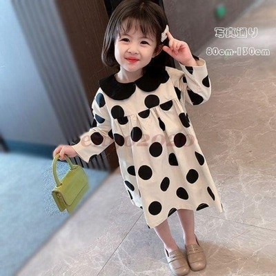 子供服 ワンピース 女の子 幼児 春 秋 ワンピ ドット柄 ワンピー 長袖 ラペル 水玉柄 可愛い キッズ ベビー 演出 ページュ 姉妹 双子 コーデ 切り替え80 130 通販 Lineポイント最大get Lineショッピング