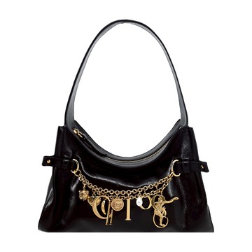 CHLOE Charms 亮面皮革肩背包(黑色)