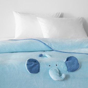 動物數字抗菌造型法蘭絨毯-大象