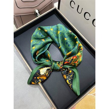 綠色復古桑蠶絲絲巾女秋款洋氣時尚百搭65中方巾真絲領巾裝飾圍巾