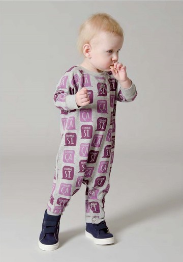 【瑞典童裝】有機棉嬰幼兒包屁衣6M至18M 灰色/紫色