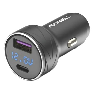 POLYWELL 寶利威爾 USB + Type-C 27W 車用充電器 59 x 29.2mm  PW15-T03-A004  黑色