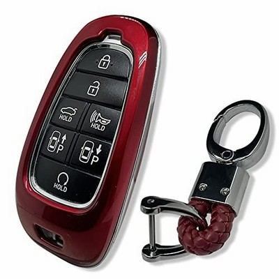 YOUTOOCAR カーキーフォブカバー 2021 ソナタキーシェル キーフォブ ハードケースカバー ヒュンダイ ソナタ 2020用 編組キーチェーン付き