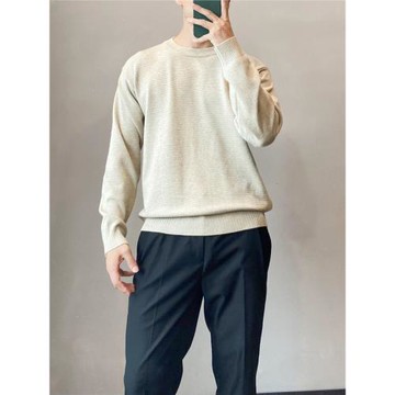 法式『設計師』一眼就愛上！圓領毛衣休閑長袖內搭打底針織衫男潮