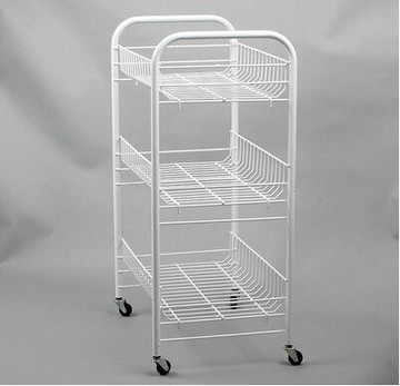 廚房 蔬菜帶輪浴室架 可移動儲物架落地式三層置物架 水果浴室架1入