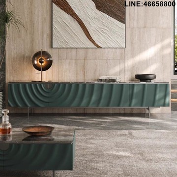 免運 開立發票 電視櫃 收納櫃 儲物櫃 落地櫃 背景櫃 現代極簡大理石電視櫃客廳家用意式輕奢高級感別墅烤漆加高落地櫃 支持訂製