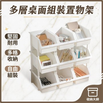 台灣現貨 桌面多層組合置物架 斜口收納籃 文具架 置物架 桌面收納架 零食架 層架 收納架 桌上架 桌上層架 收納大師