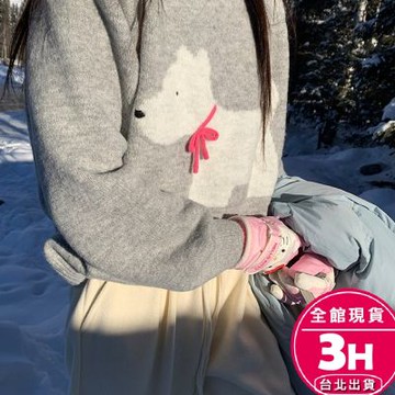 【梨卡】隔日到貨 女裝 針織上衣 毛衣 針織衫 衛衣女 可愛毛衣 動物圖案毛衣 慵懶高級感 DR599【現貨24H】