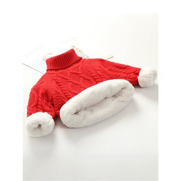 兒童加絨加厚毛衣寶寶高領上衣冬裝嬰兒男童女童高領針織衫保暖衣