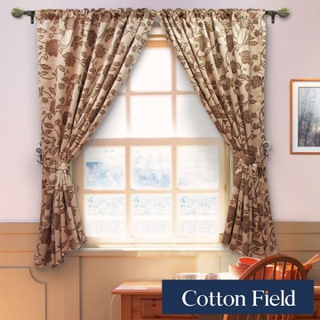 棉花田法爾印花仿麂皮穿掛兩用遮光窗簾(270x165cm)