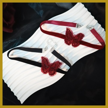 闇夜蝴蝶項圈項鏈 安可拉紅色鎖骨鏈 氣質超僊立體蝴蝶頸鏈