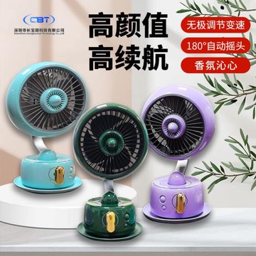 跨境爆款辦公室桌面風扇USB充電大風力小風扇靜音香薰便攜電風扇