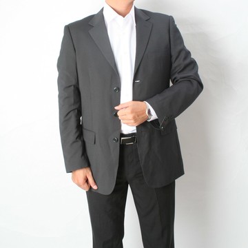 【Ee男仕】V領雙口袋灰細直紋西裝外套(灰)