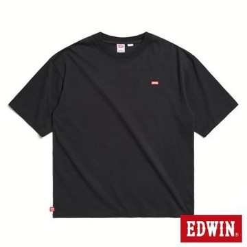 EDWIN 男裝 COOL FLEX 小繡花寬版短袖T恤-黑色