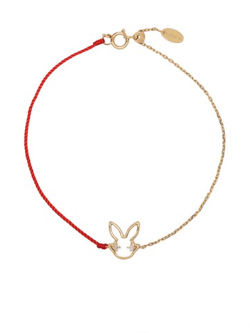 Ruifier - 18kt yellow gold Scintilla rabbit diamond cord and chain bracelet - women - Yellow Gold - One Size - Red
