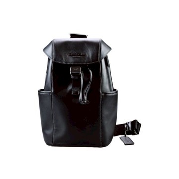 [平輸版] 【COACH】RACER黑色素面皮革翻蓋束口肩背/腰胸包 真品平輸