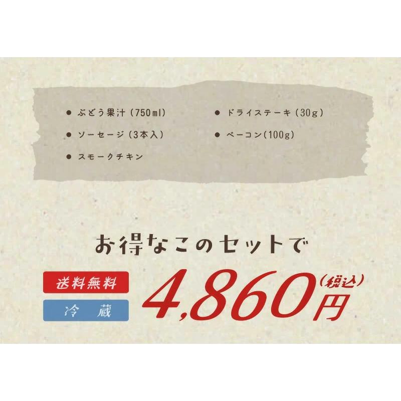 ぶどうの樹　ぶどう果汁＆ハムソーセージ ブドウジュース ソーセージ ベーコン ウインナー スモークチキン 福岡県　お歳暮　（北海道・沖縄別途送料）