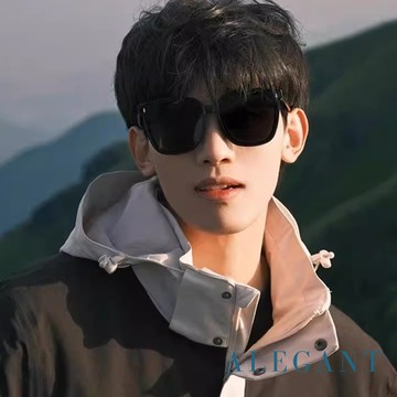 【ALEGANT】極簡時尚獵鷹黑TR90方框偏光墨鏡/UV400太陽眼鏡