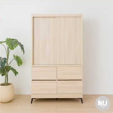 沐家具 mufurniture 台灣製造 Star 淺暮色 4尺推門衣櫃/臥室收納