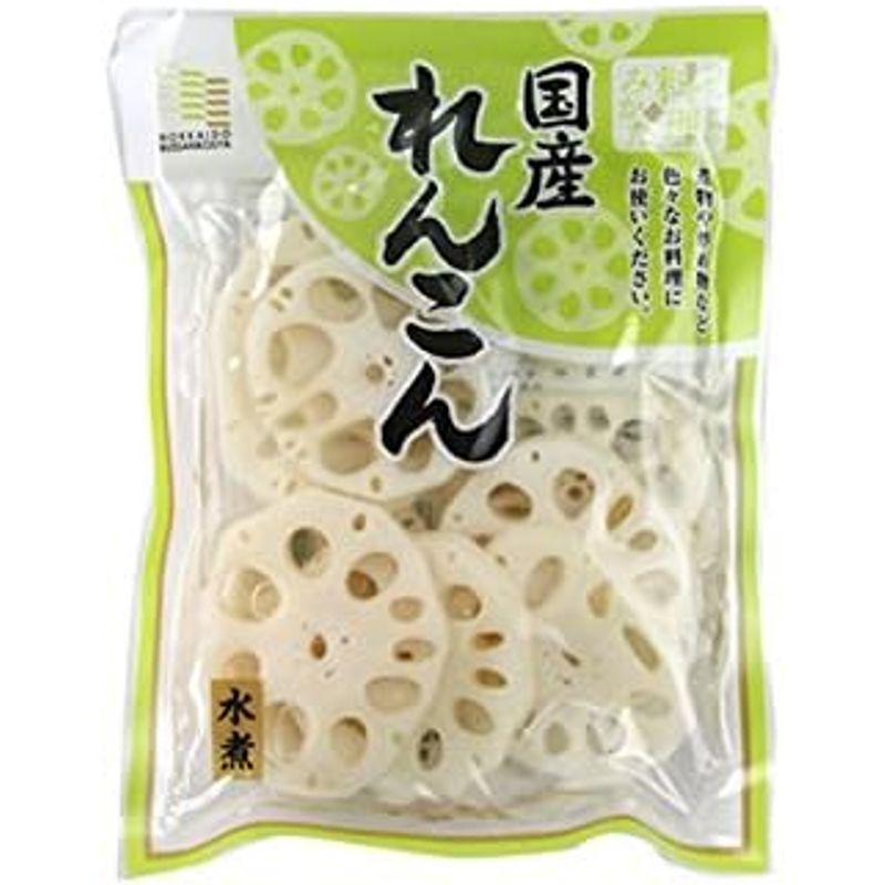 国産れんこんスライス水煮120g(国内産蓮根)煮物や炒め物など色々なお料理にお使いください。(レンコン水煮 和え物 和風料理)