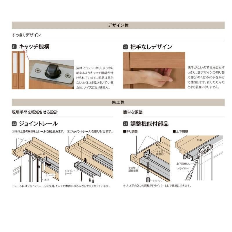 オーダーサイズ リクシル ラシッサＳ可動間仕切り 2枚建 折れ戸 ガラス