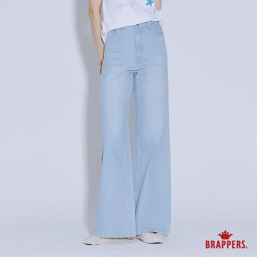 BRAPPERS 女款 Boy friend系列-高腰全棉寬直筒褲-淺藍