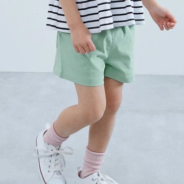 日本 devirock - 彈性斜紋布舒適素面短褲-薄荷綠