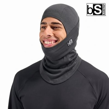 BlackStrap 素色美麗諾羊毛多功能頭套 Merino Exp Hood 黑色｜UPF50+ 單一尺寸 (適用頭圍約53-60cm)