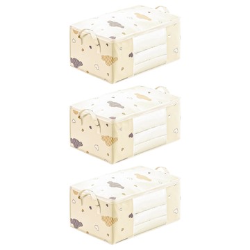 棉被收納袋 米白雲朵 大  60x40x30cm  3個  1個