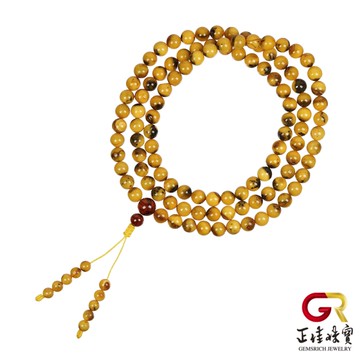 【正佳珠寶】蜜蠟琥珀 高品根珀黑花老蜜蠟 6.8-7.3mm 根珀黑花老蜜蠟 念珠佛珠