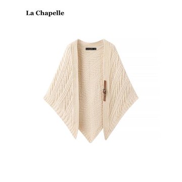 拉夏貝爾/La Chapelle秋冬外搭披肩針織開衫女網紅保暖三角巾坎肩