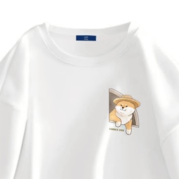 S~XL 左胸 summer RIDE 柴犬戴帽出遊趣 純棉 短T 情侶T【YC790】MIT 情侶裝 快速出貨 短袖T