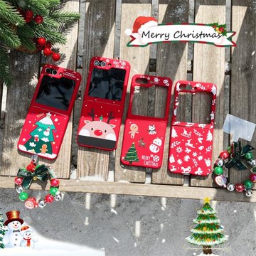 適用三星galaxyzflip5手機殼ins卡通圣誕老人zflip4防摔zflip3創意個性膚感磨砂三星折疊手鏈zflip6套W23Flip