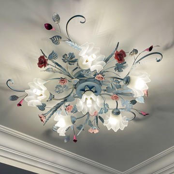 歐式吸頂燈田園奶油風客廳房間臥室花草燈美式鄉村地中海風格燈