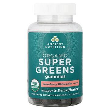 Ancient Nutrition, 有機 Super Green 軟糖，草莓西瓜味，100 粒軟糖