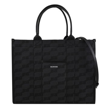BALENCIAGA 巴黎世家 714177 Hardware BB緹花帆布兩用托特包.黑