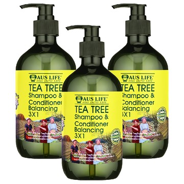 AUS LIFE 澳思萊 台灣公司貨 茶樹調理活化洗髮精露  500ml  3瓶