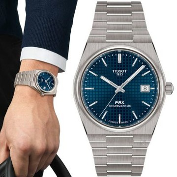 TISSOT 天梭錶 PRX POWERMATIC 80 鈦金屬 機械錶 手錶-T1378074404100/藍.錶徑38mm