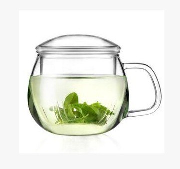 耐高溫玻璃茶具辦公三件杯圓趣泡茶杯花茶杯加厚帶過濾杯子